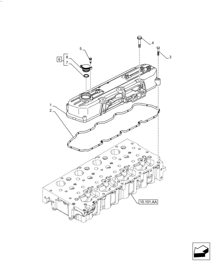 Схема запчастей Case F5HFL463A F006 - (10.101.AB) - VALVE COVER (10) - ENGINE