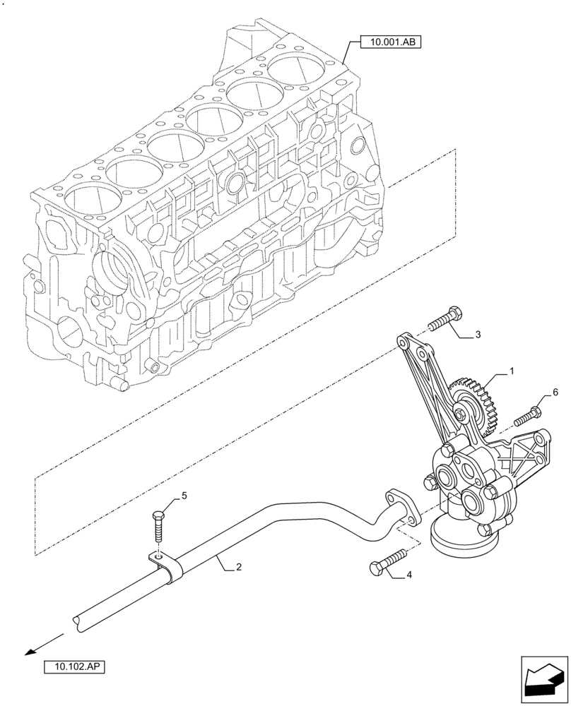 Схема запчастей Case F2CFE614H B005 - (10.304.AC[02]) - ENGINE OIL PUMP (10) - ENGINE