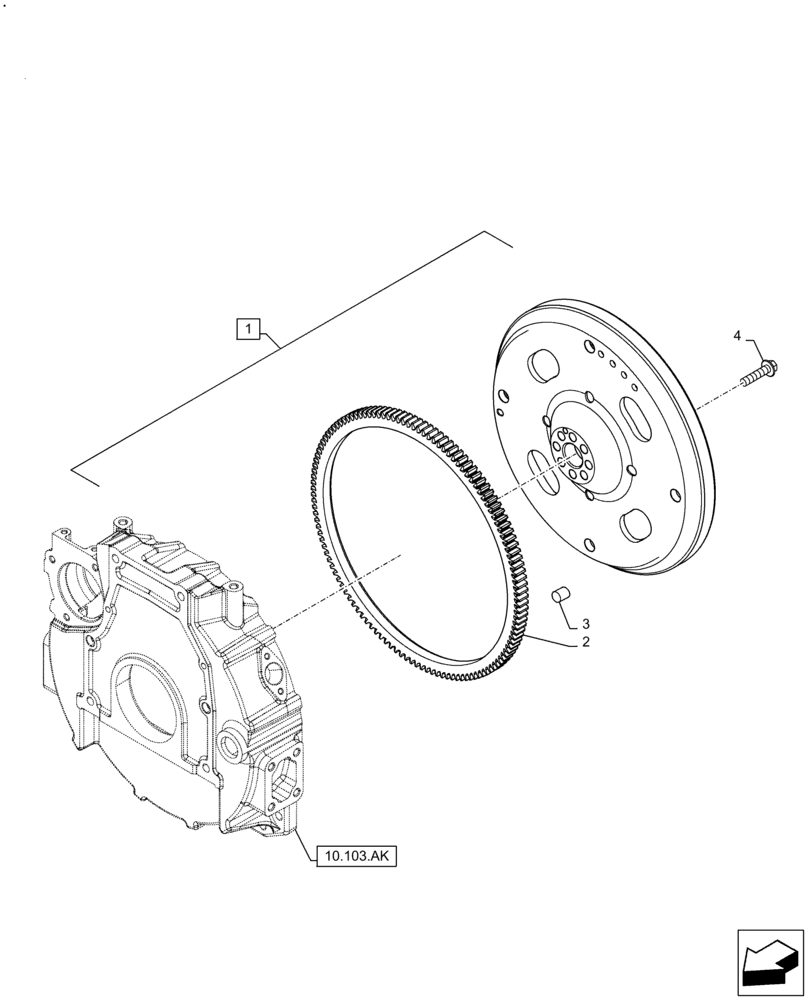 Схема запчастей Case F5HFL463A G004 - (10.103.AH) - ENGINE FLYWHEEL (10) - ENGINE