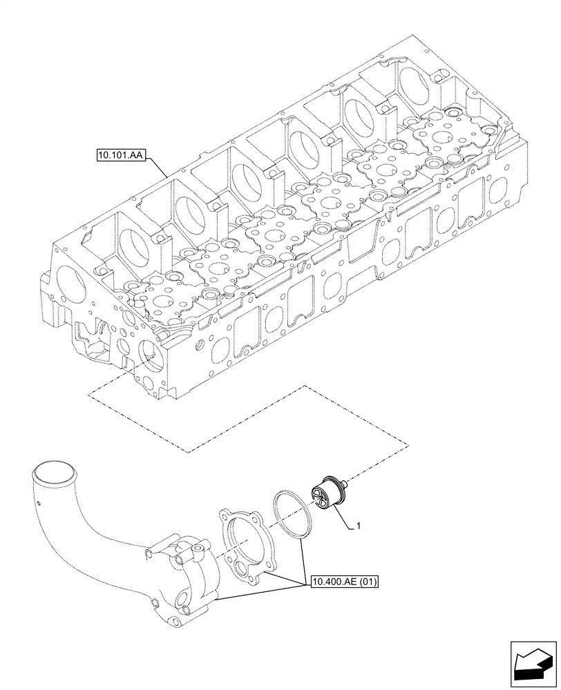 Схема запчастей Case F2CFE614F B005 - (10.400.BC) - WATER PUMP, THERMOSTAT (10) - ENGINE