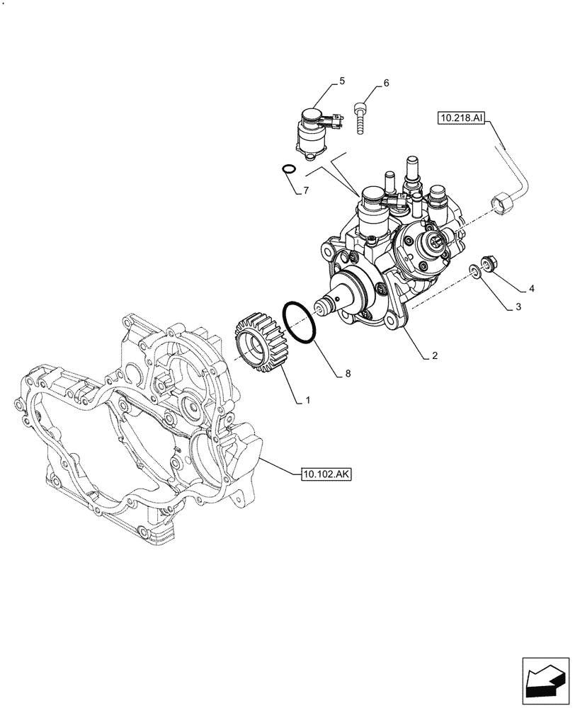 Схема запчастей Case F5HFL463A G004 - (10.218.AQ) - FUEL INJECTION PUMP (10) - ENGINE