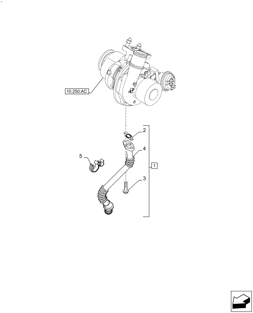 Схема запчастей Case F5HFL463C G001 - (10.250.AE) - TURBOCHARGER LINE (10) - ENGINE