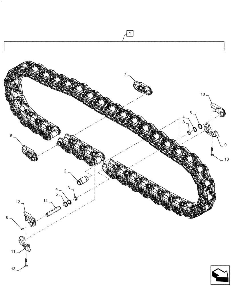 Схема запчастей Case 2050M LT - (48.100.AD[11]) - TRACK CHAIN 40 LINK CLT (48) - TRACKS & TRACK SUSPENSION