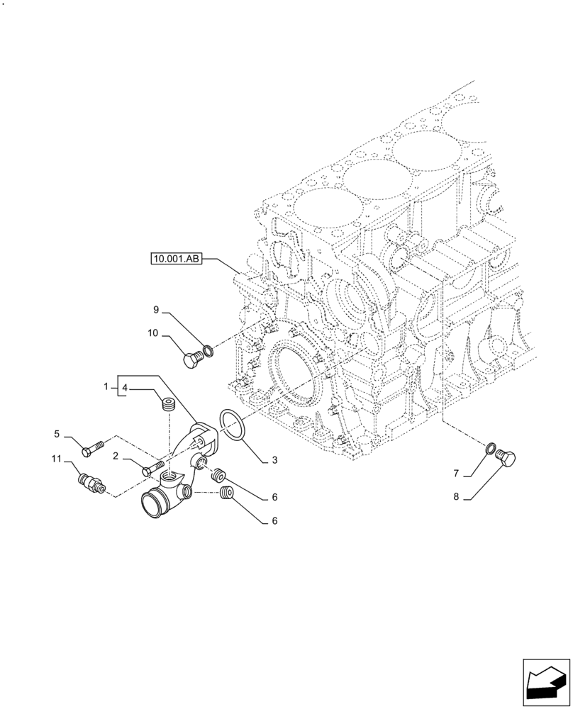 Схема запчастей Case F2CFE614H B005 - (10.400.AQ) - WATER PUMP LINE (10) - ENGINE