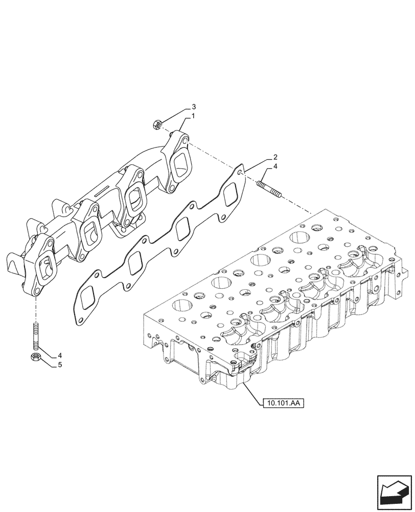 Схема запчастей Case F5HFL463B F002 - (10.254.AC) - EXHAUST MANIFOLD (10) - ENGINE