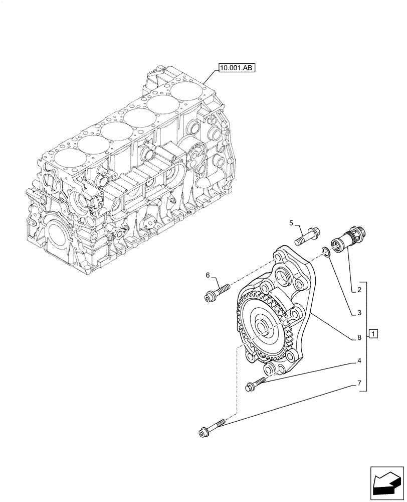 Схема запчастей Case F2CFE614F B005 - (10.304.AC[01]) - OIL PUMP (10) - ENGINE