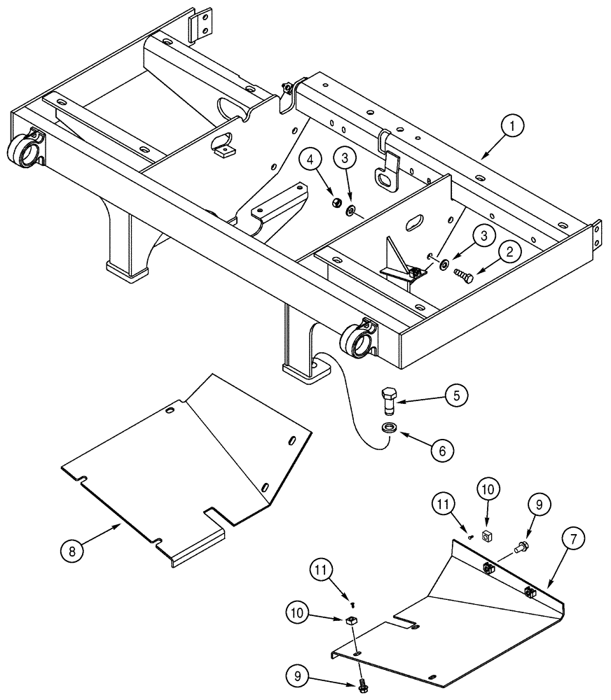 Схема запчастей Case 650H - (09-09) - MOUNTING FRAME, SEAT AND RESERVOIR (09) - CHASSIS