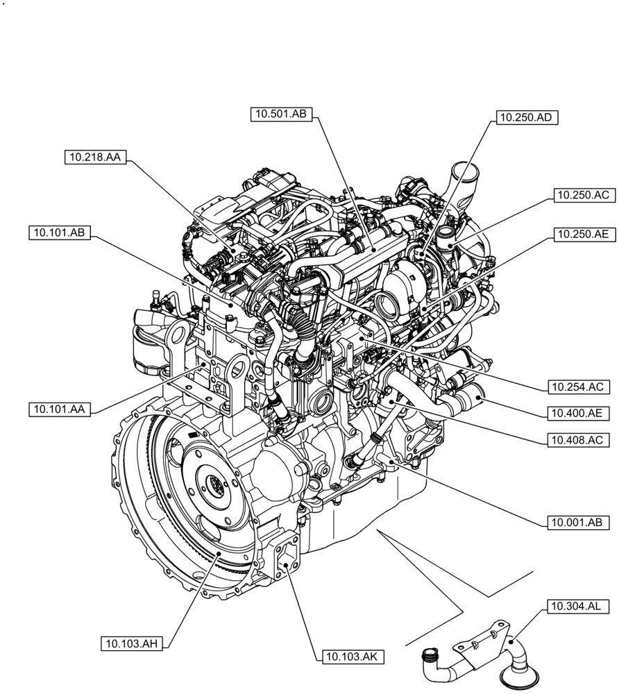 Схема запчастей Case F5HFL463A F006 - (10.000.00[02]) - SECTION INDEX, ENGINE (10) - ENGINE