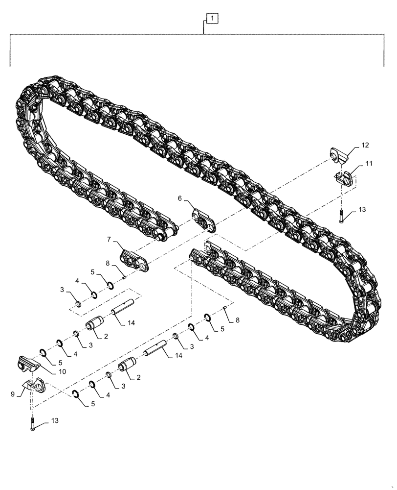 Схема запчастей Case 2050M WT/LGP - (48.100.AD[13]) - TRACK CHAIN 45 LINK CLT (48) - TRACKS & TRACK SUSPENSION