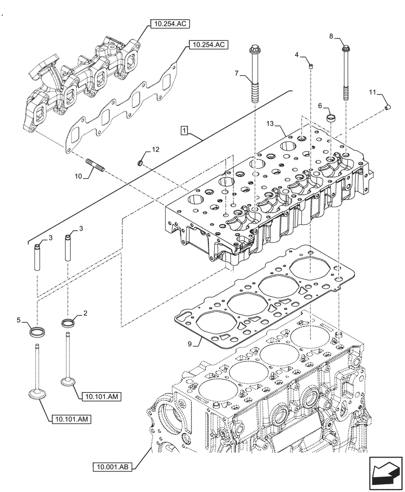 Схема запчастей Case F5HFL463B F002 - (10.101.AA) - CYLINDER HEAD (10) - ENGINE