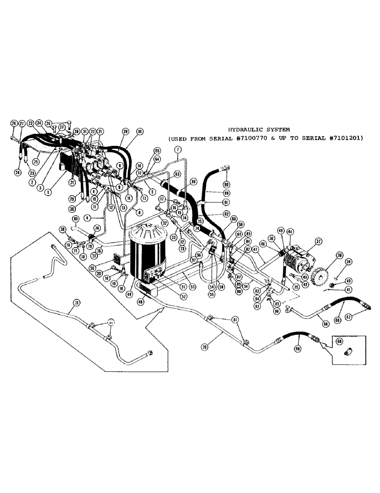 Схема запчастей Case 1000C - (130) - HYDRAULIC SYSTEM, USED FROM SER. NO. 7100770 AND UP TO SER. NO. 7101201, HYDRAULIC BRAKE LINE SYSTEM (07) - HYDRAULIC SYSTEM