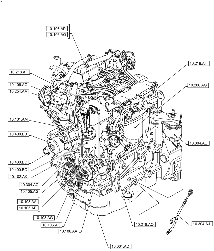 Схема запчастей Case F5HFL463C F002 - (10.000.00[01]) - SECTION INDEX, ENGINE (10) - ENGINE