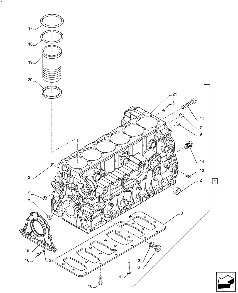 Схема запчастей Case F2CFE614D A004 - (10.001.02) - CYLINDER BLOCK & RELATED PARTS (504361662 - 504311100 - 504248099) (10) - ENGINE