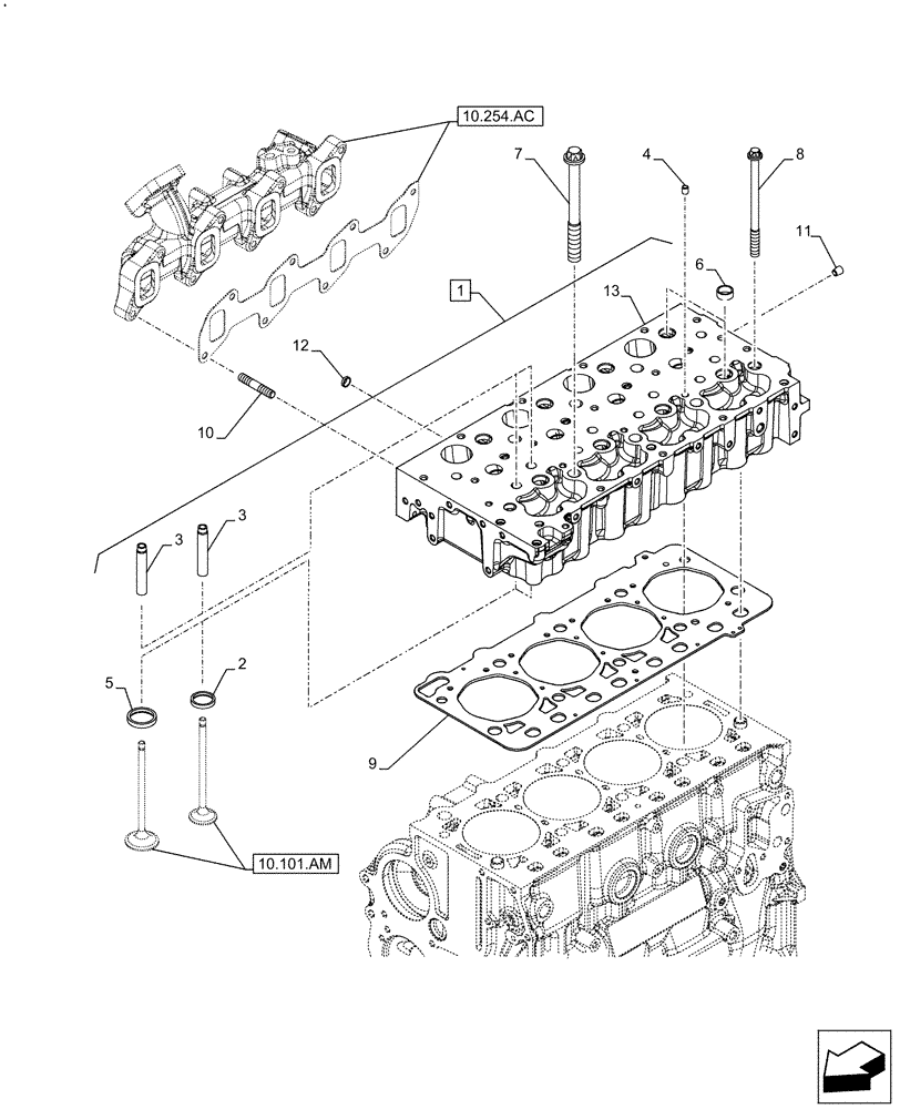 Схема запчастей Case F5HFL463C F002 - (10.101.AA) - CYLINDER HEAD (10) - ENGINE