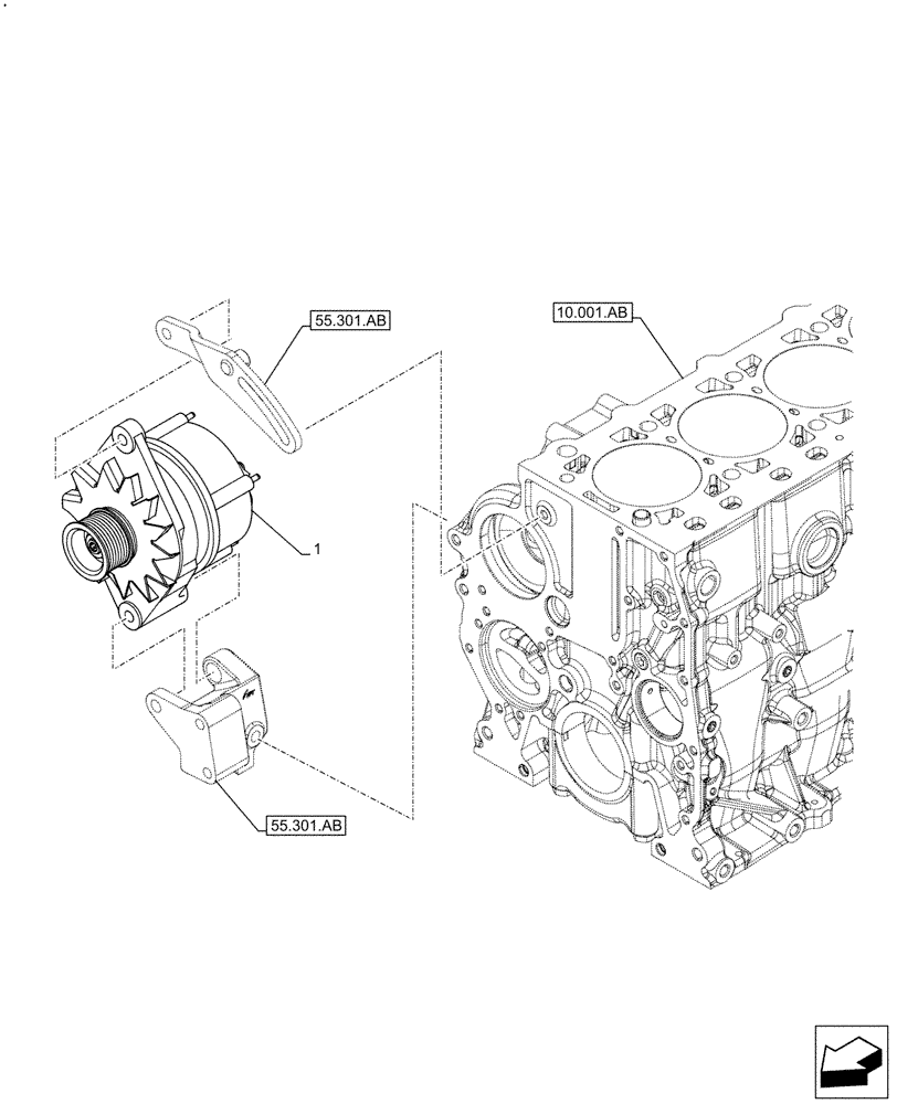 Схема запчастей Case F5HFL463B G001 - (55.301.AA) - ALTERNATOR (55) - ELECTRICAL SYSTEMS