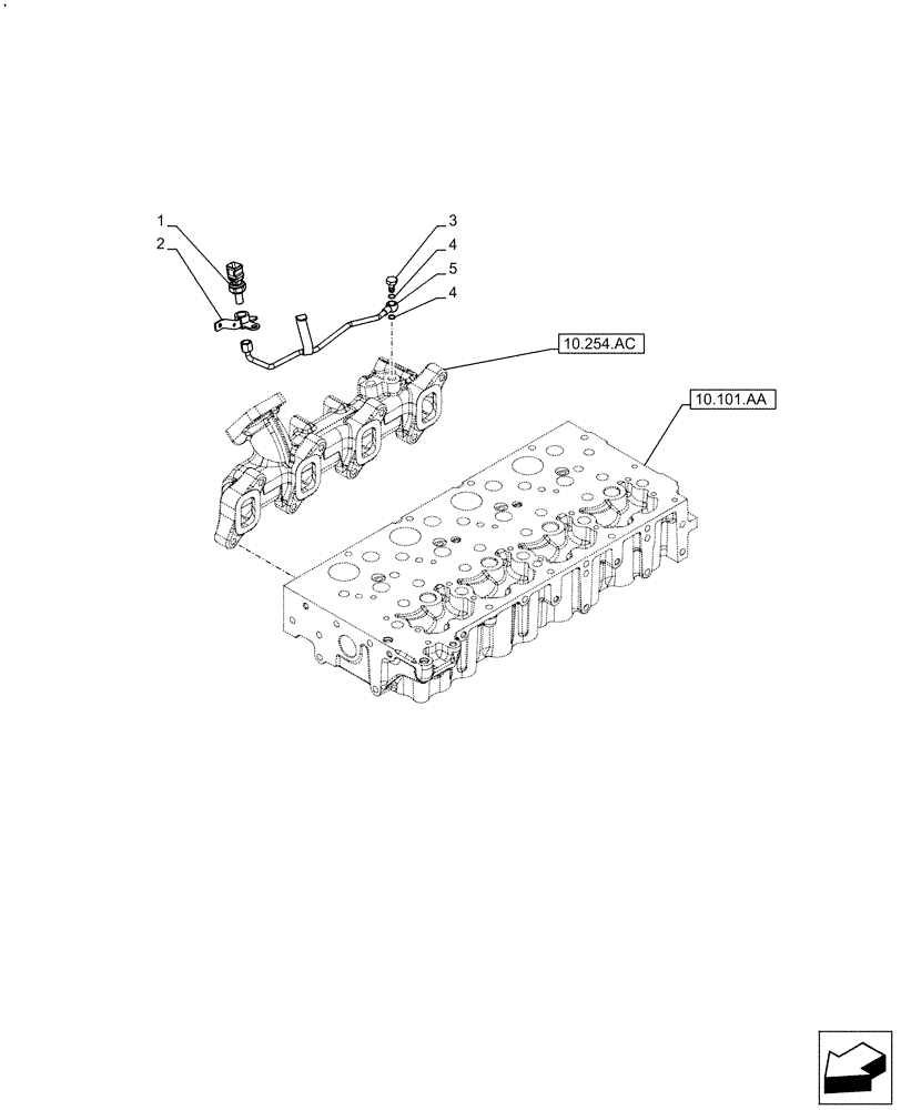 Схема запчастей Case F5HFL463C F002 - (55.014.AN) - EXHAUST MANIFOLD, SENSOR (55) - ELECTRICAL SYSTEMS