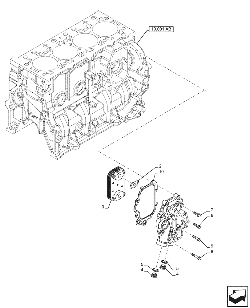 Схема запчастей Case F5HFL463B G001 - (10.408.AC) - HEAT EXCHANGER (10) - ENGINE