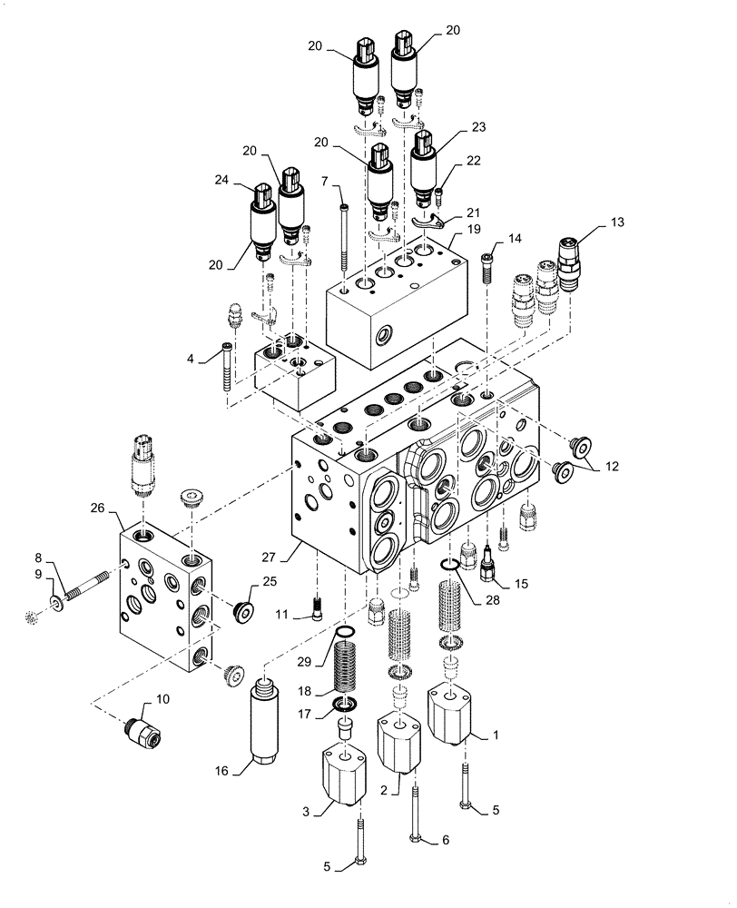 Схема запчастей Case 1650M XLT - (35.359.AG[01]) - CONTROL VALVE ASSEMBLY 3 SPOOL (35) - HYDRAULIC SYSTEMS