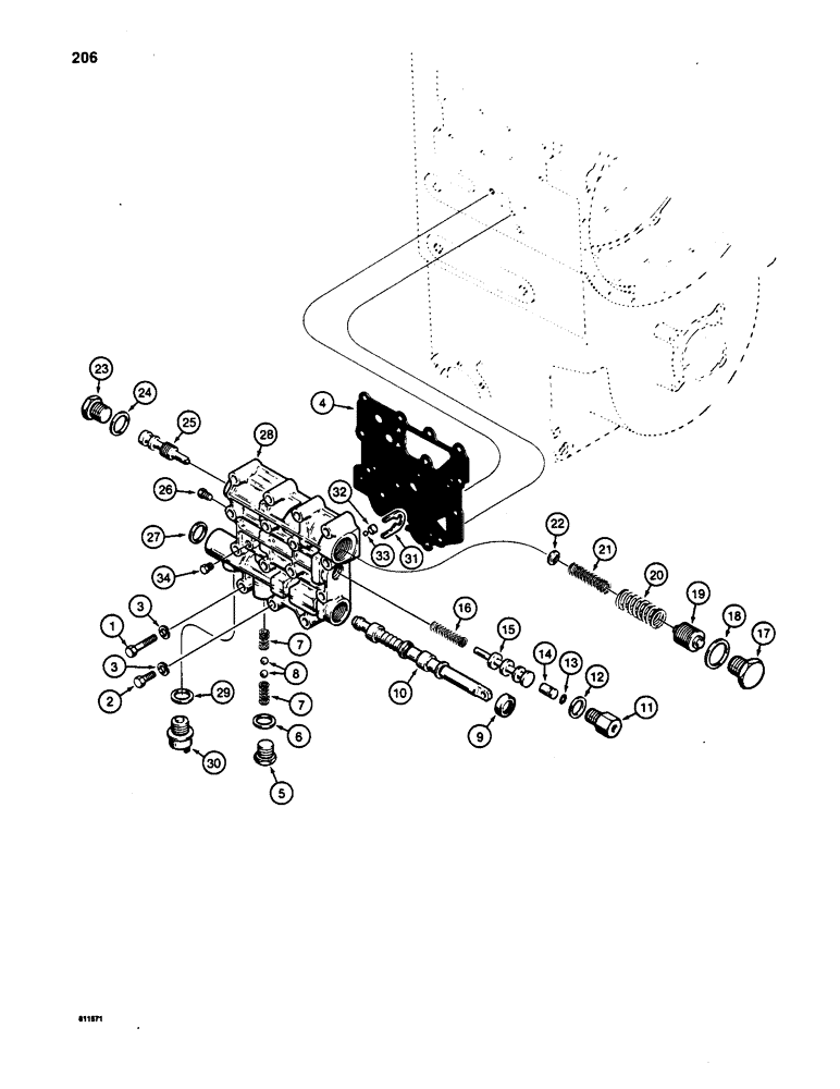 Схема запчастей Case W20 - (206) - TRANSMISSION, TRANSMISSION CONTROL VALVES (06) - POWER TRAIN