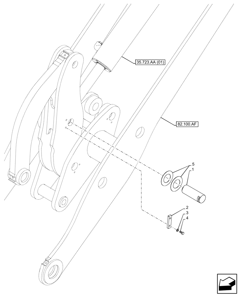 Схема запчастей Case 21F - (82.100.BG[06]) - LOADER ARM, PIN, BUCKET CYLINDER (82) - FRONT LOADER & BUCKET