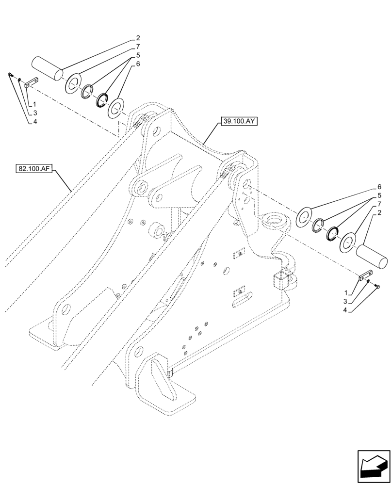 Схема запчастей Case 321F - (82.100.BG[01]) - LOADER ARM, PIN, FRONT FRAME (82) - FRONT LOADER & BUCKET