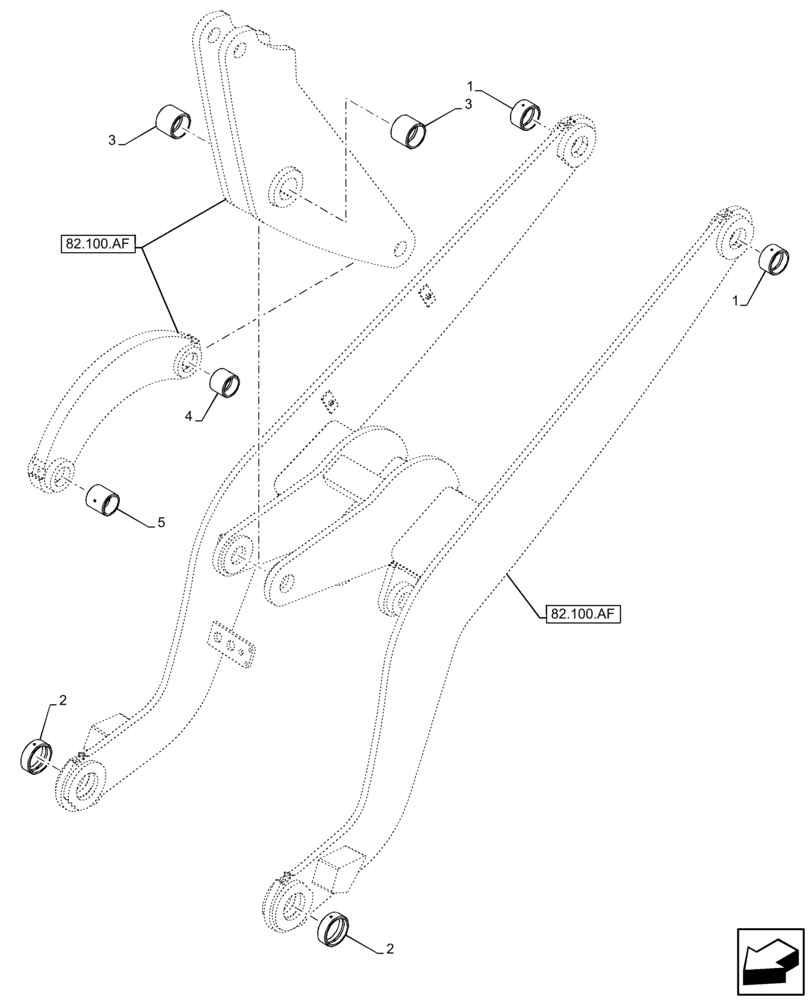 Схема запчастей Case 21F - (82.100.AA) - ARM, BUSHING (82) - FRONT LOADER & BUCKET