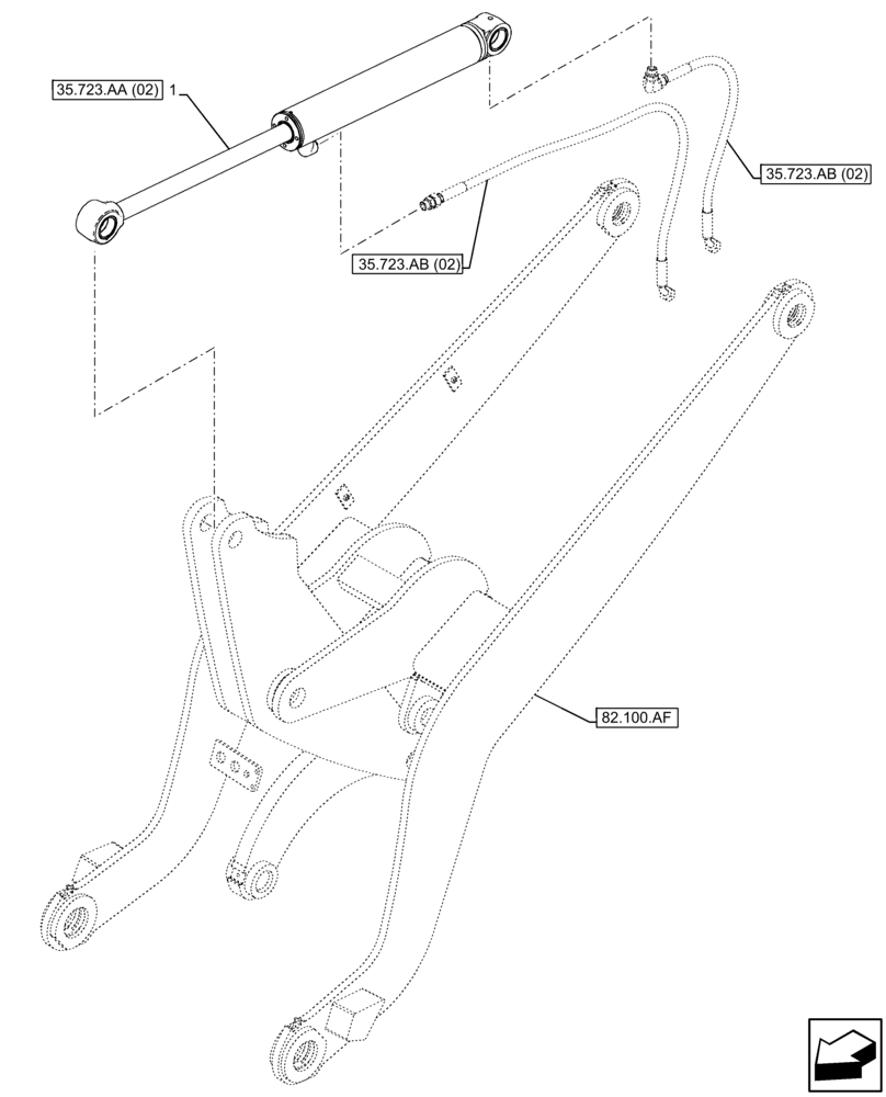 Схема запчастей Case 21F - (35.723.AA[01]) - BUCKET CYLINDER (35) - HYDRAULIC SYSTEMS