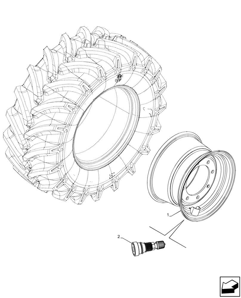 Схема запчастей Case 221F - (44.511.AE[04]) - VAR - 9420163, 9420374, 9420383 - FRONT, WHEEL (W11X18) (44) - WHEELS