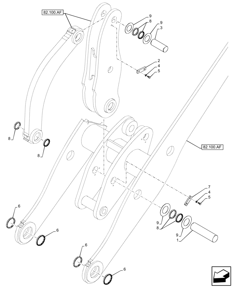 Схема запчастей Case 21F - (82.100.BG[02]) - LOADER ARM, PIN, LINK (82) - FRONT LOADER & BUCKET