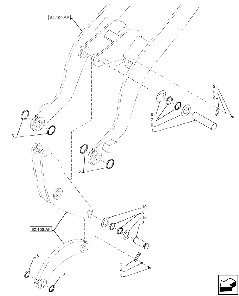 Схема запчастей Case 221F - (82.100.BG[02]) - LOADER ARM, PIN, LINK (82) - FRONT LOADER & BUCKET