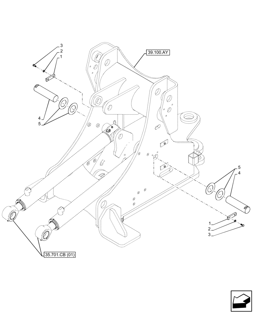 Схема запчастей Case 21F - (82.100.BG[03]) - LOADER ARM, PIN, FRONT FRAME (82) - FRONT LOADER & BUCKET