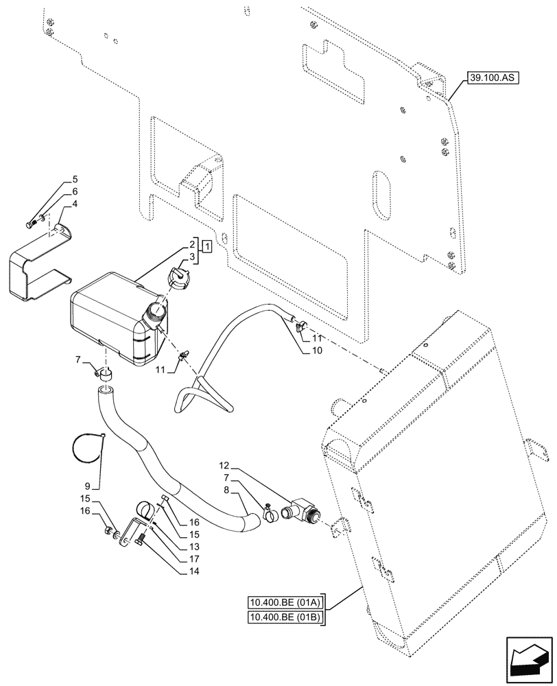 Схема запчастей Case 121F - (10.400.BH) - EXPANSION TANK (10) - ENGINE