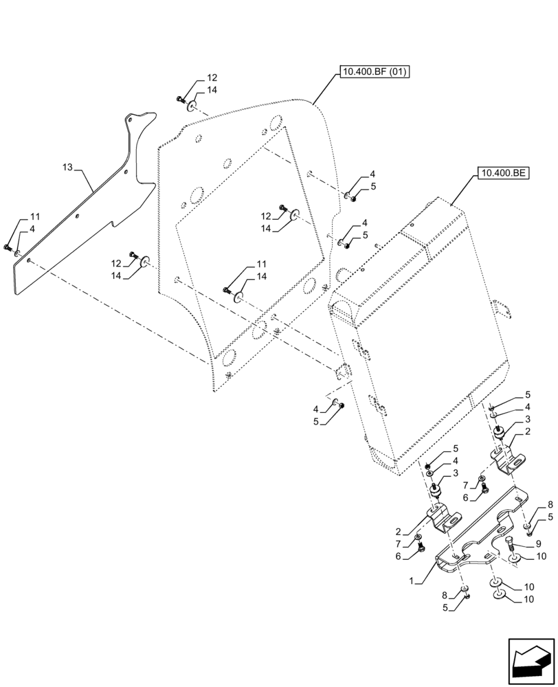 Схема запчастей Case 121F - (10.400.BF[02]) - RADIATOR & SHROUD (10) - ENGINE