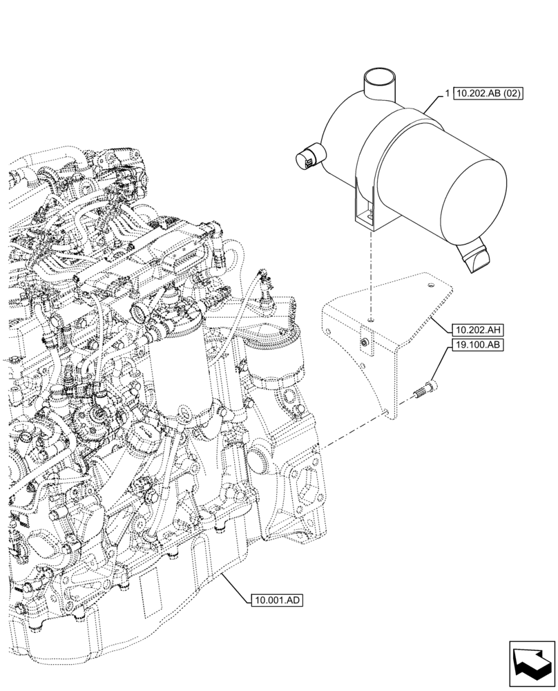 Схема запчастей Case 221F - (10.202.AB[01]) - AIR CLEANER (10) - ENGINE