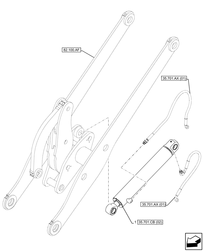 Схема запчастей Case 121F - (35.701.CB[01]) - ARM, CYLINDER (35) - HYDRAULIC SYSTEMS