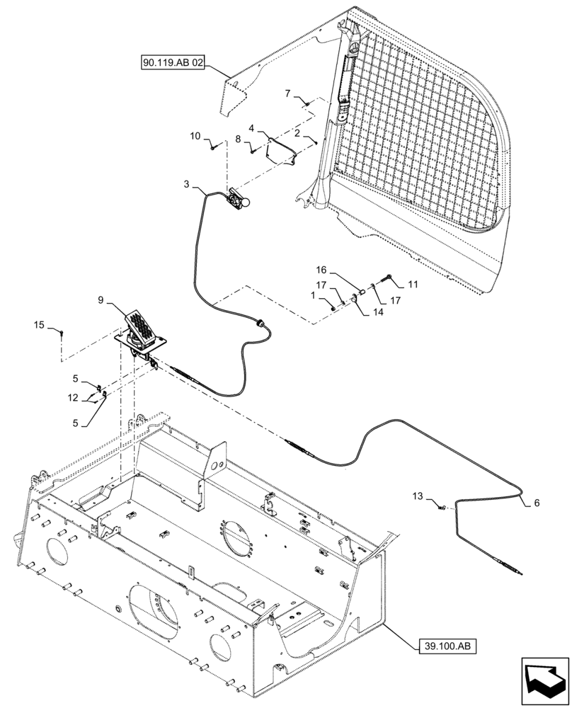 Схема запчастей Case SR150 - (55.525.AB[01]) - THROTTLE CONTROL, HAND & FOOT (SR130,SR150) (55) - ELECTRICAL SYSTEMS