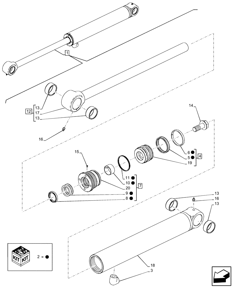 Схема запчастей Case 221F - (35.723.AA[02]) - BUCKET CYLINDER, COMPONENTS (35) - HYDRAULIC SYSTEMS