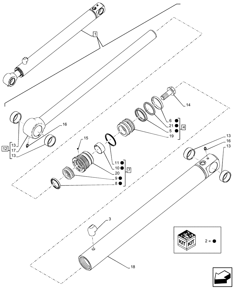 Схема запчастей Case 21F - (35.701.CB[02]) - ARM, CYLINDER, COMPONENTS (35) - HYDRAULIC SYSTEMS