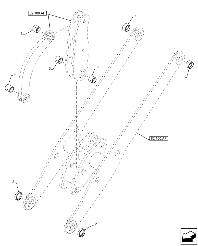 Схема запчастей Case 21F - (82.100.AA) - ARM, BUSHING (82) - FRONT LOADER & BUCKET