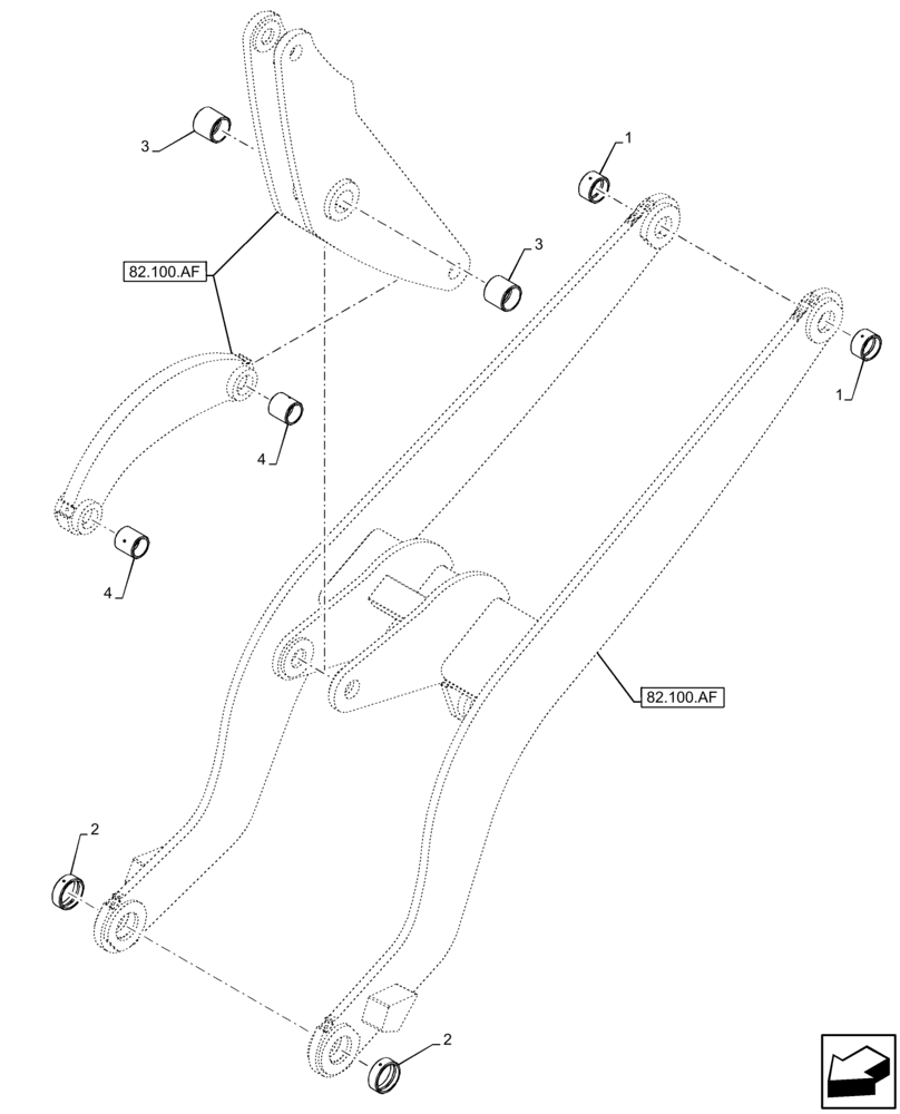 Схема запчастей Case 221F - (82.100.AA) - ARM, BUSHING (82) - FRONT LOADER & BUCKET