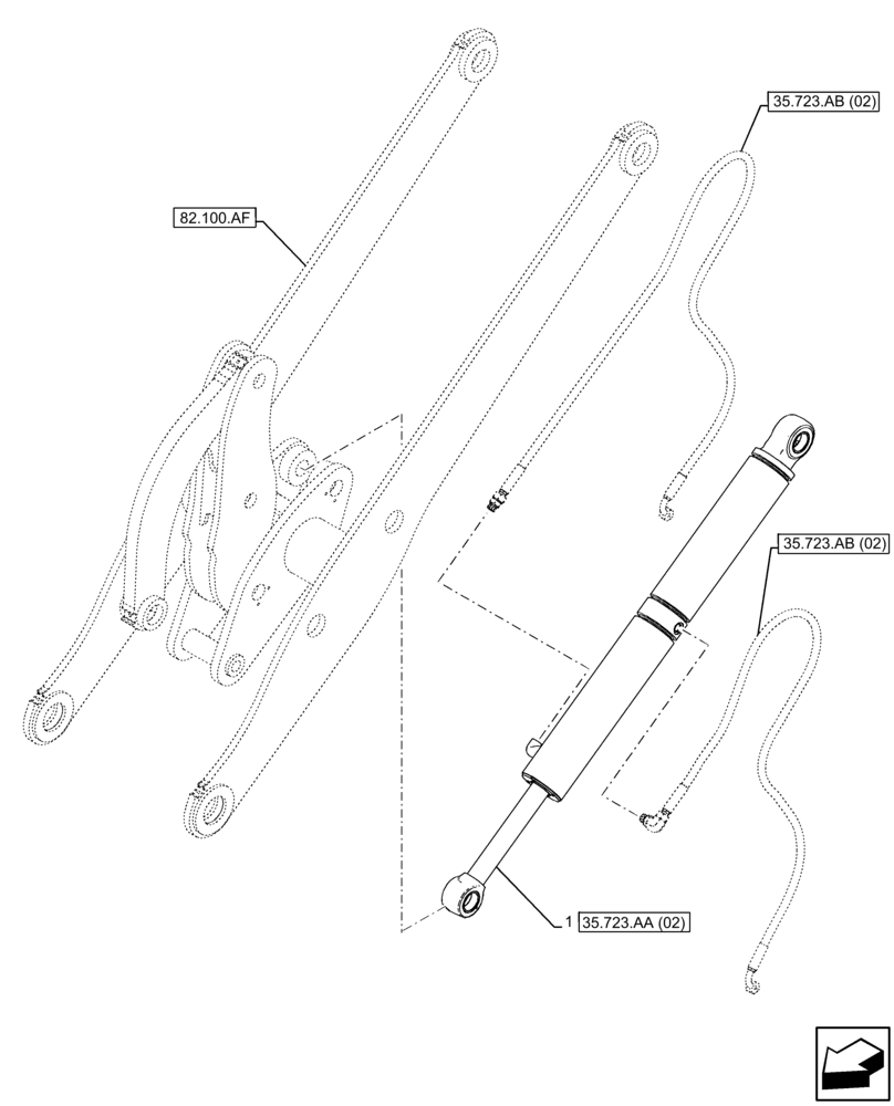 Схема запчастей Case 21F - (35.723.AA[01]) - BUCKET CYLINDER (35) - HYDRAULIC SYSTEMS