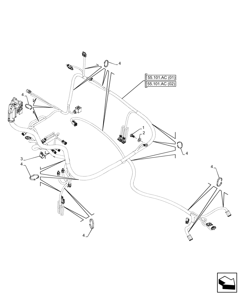 Схема запчастей Case 221F - (55.101.AC[03A]) - FRAME, HARNESS - END DATE 28 FEBRUARY 2017 (55) - ELECTRICAL SYSTEMS