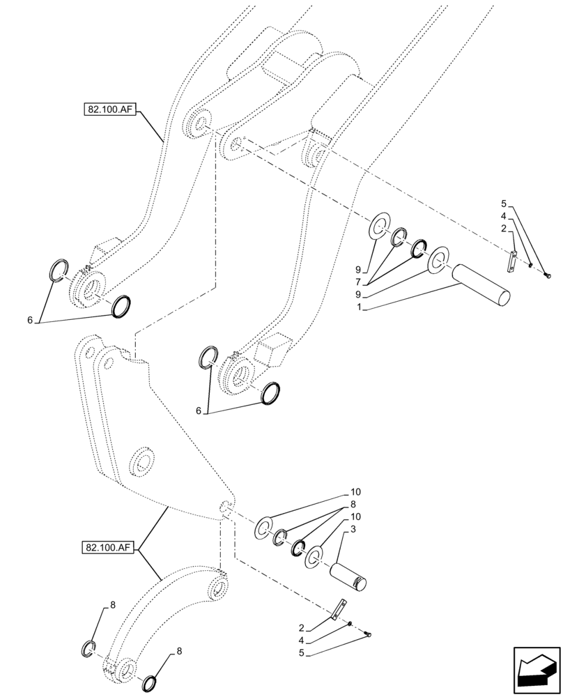 Схема запчастей Case 121F - (82.100.BG[02]) - LOADER ARM, PIN, LINK (82) - FRONT LOADER & BUCKET