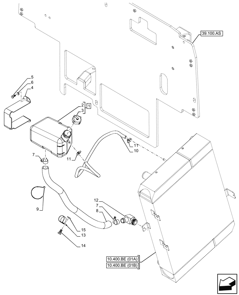 Схема запчастей Case 221F - (10.400.BH) - EXPANSION TANK (10) - ENGINE