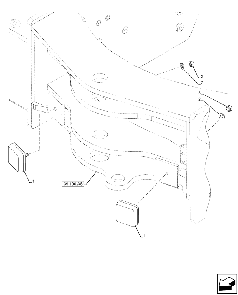 Схема запчастей Case 121F - (39.140.AB) - FRONT, BUMPER (39) - FRAMES AND BALLASTING