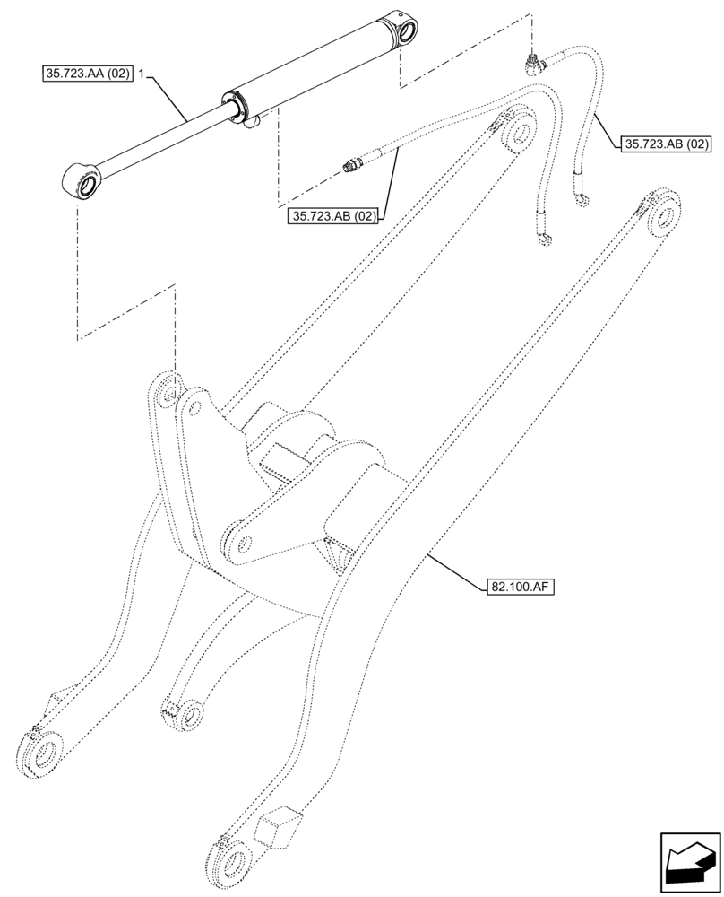 Схема запчастей Case 221F - (35.723.AA[01]) - BUCKET CYLINDER (35) - HYDRAULIC SYSTEMS