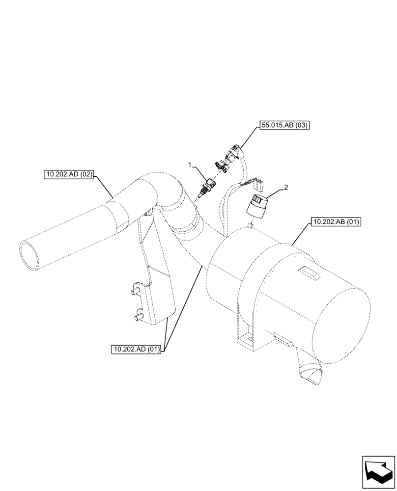 Схема запчастей Case 121F - (55.014.AD) - AIR INTAKE, TEMPERATURE AND PRESSURE SENSOR (55) - ELECTRICAL SYSTEMS