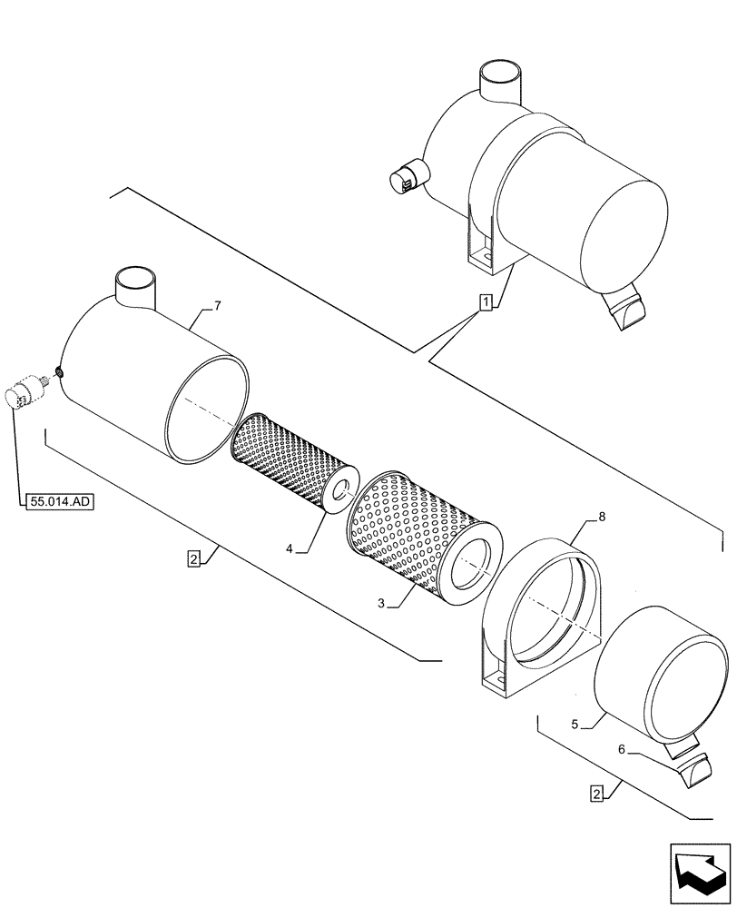 Схема запчастей Case 21F - (10.202.AB[02]) - AIR CLEANER, COMPONENTS (10) - ENGINE