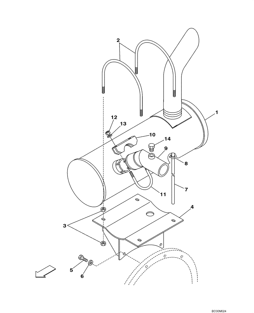 Схема запчастей Case CX130 - (02-03) - EXHAUST SYSTEM - MUFFLER (02) - ENGINE