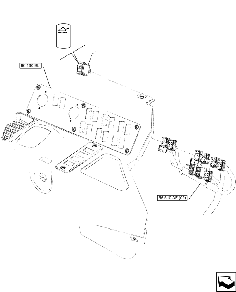 Схема запчастей Case 121F - (55.524.AT) - SWITCH, TOOL ATTACHMENT (55) - ELECTRICAL SYSTEMS